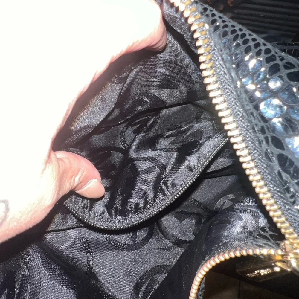 Michael Kors Black Snakeskin Embossed Shoulder Bag NWOT